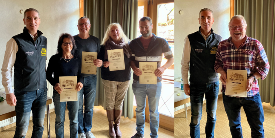 Vorstand Jürgen Nusch (links) bei der Übergabe der Urkunden an Petra Budig, Martin Baiz, Martina Götze, Maximilian Spatz und Klaus Sprinkart (rechts) Vorstand Jürgen Nusch (links) bei der Übergabe der Urkunden an Petra Budig, Martin Baiz, Martina Götze, Maximilian Spatz und Klaus Sprinkart (rechts)